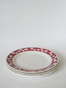 Lot De 4 Assiettes Plates Saint Amand Contours Fleurs Bordeaux - 1950