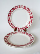 Lot De 4 Assiettes Plates Saint Amand Contours Fleurs Bordeaux - 1950