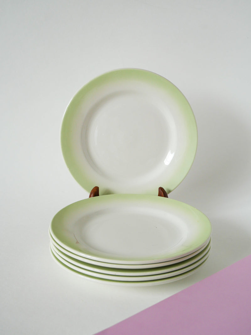 Lot De 6 Assiettes À Dessert Tie & Dye Couleur Vert - 1960