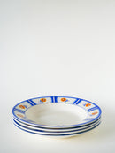 Lot De 4 Assiettes Creuses Digoin Sarreguemines - Modèle Arago - Bleu Et Orange - 1940