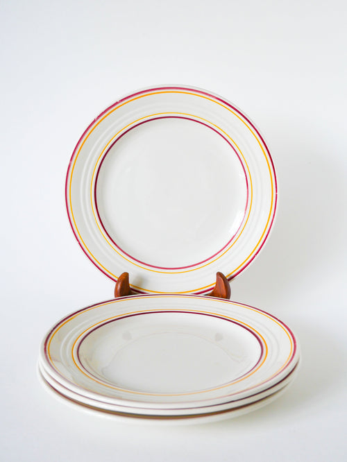 Lot De 4 Assiettes Plates À Liserés - Digoin Sarreguemines - 1960