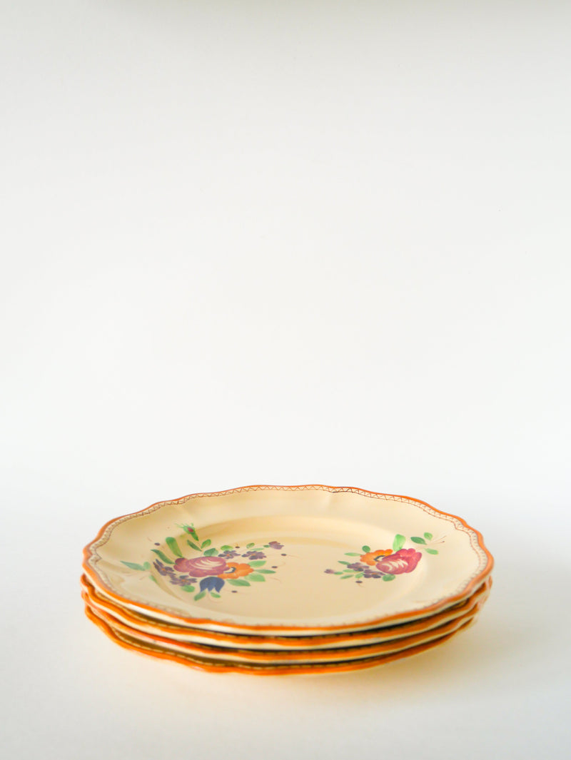 Lot De 4 Grandes Assiettes Plates - Longchamp - 1940