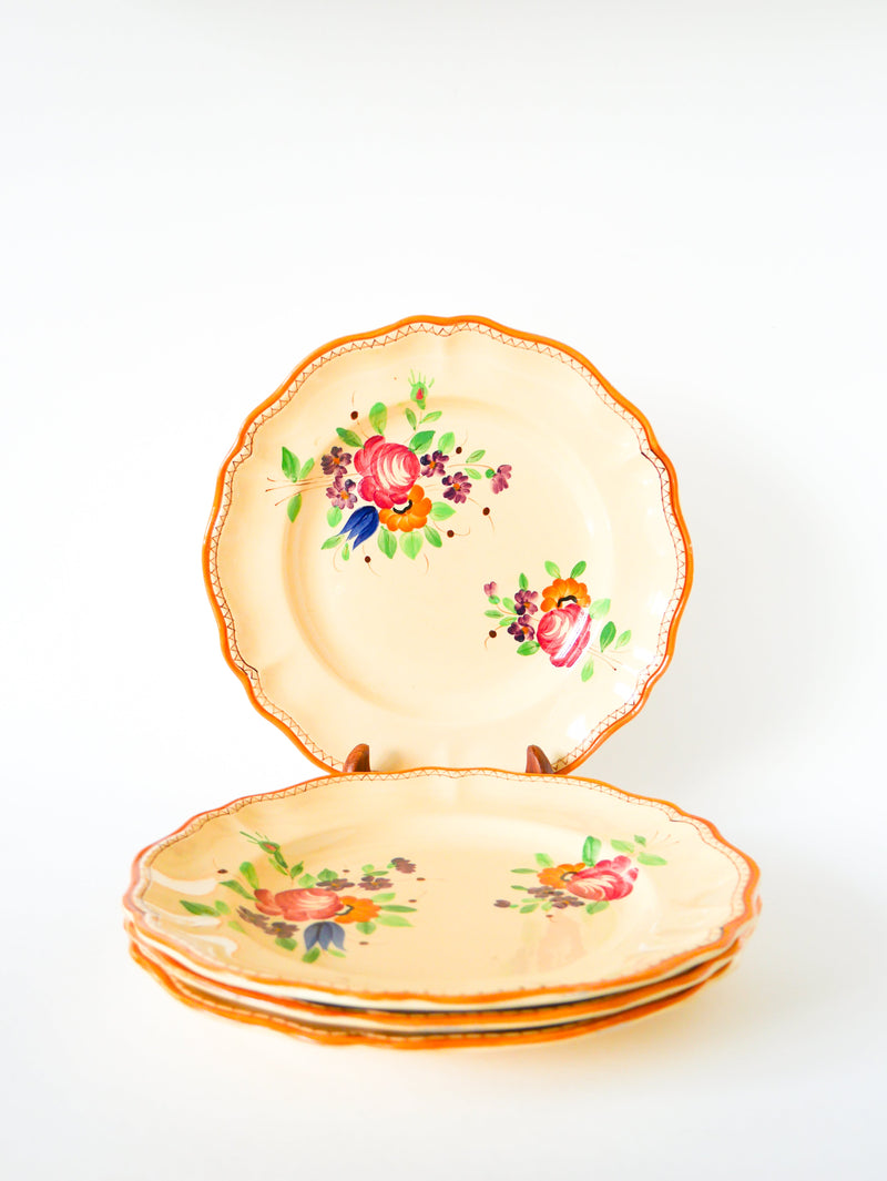 Lot De 4 Grandes Assiettes Plates - Longchamp - 1940