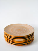 Lot De 9 Assiettes Plates En Grès - Émail Au Sel - Niderviller Modèle "Fauve" - Made In France - 1970