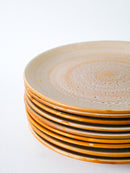 Lot De 9 Assiettes Plates En Grès - Émail Au Sel - Niderviller Modèle "Fauve" - Made In France - 1970