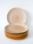 Lot De 9 Assiettes Plates En Grès - Émail Au Sel - Niderviller Modèle "Fauve" - Made In France - 1970