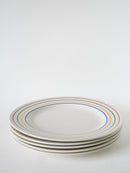 Lot De 5 Assiettes Plates - Liserés Multicolores - Design - 1960