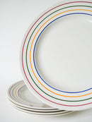 Lot De 5 Assiettes Plates - Liserés Multicolores - Design - 1960