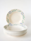 Lot De 9 Assiettes Creuses Digoin Sarreguemines À Fleurs - Bleu Et Vert - 1950