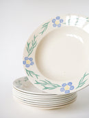 Lot De 9 Assiettes Creuses Digoin Sarreguemines À Fleurs - Bleu Et Vert - 1950