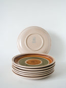 Lot De 7 Assiettes Plates En Grès Gien - Peintes À La Main - 1970