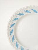 Plat Rond Dentelé Gien - Motifs Feuilles Bleu Et Gris - 1960