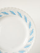 Plat Rond Dentelé Gien - Motifs Feuilles Bleu Et Gris - 1960