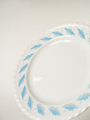 Plat Rond Dentelé Gien - Motifs Feuilles Bleu Et Gris - 1960