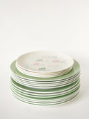 Lot De 4 Assiettes À Dessert Gien - Motifs Abstraits - Vert Et Rose - 1960