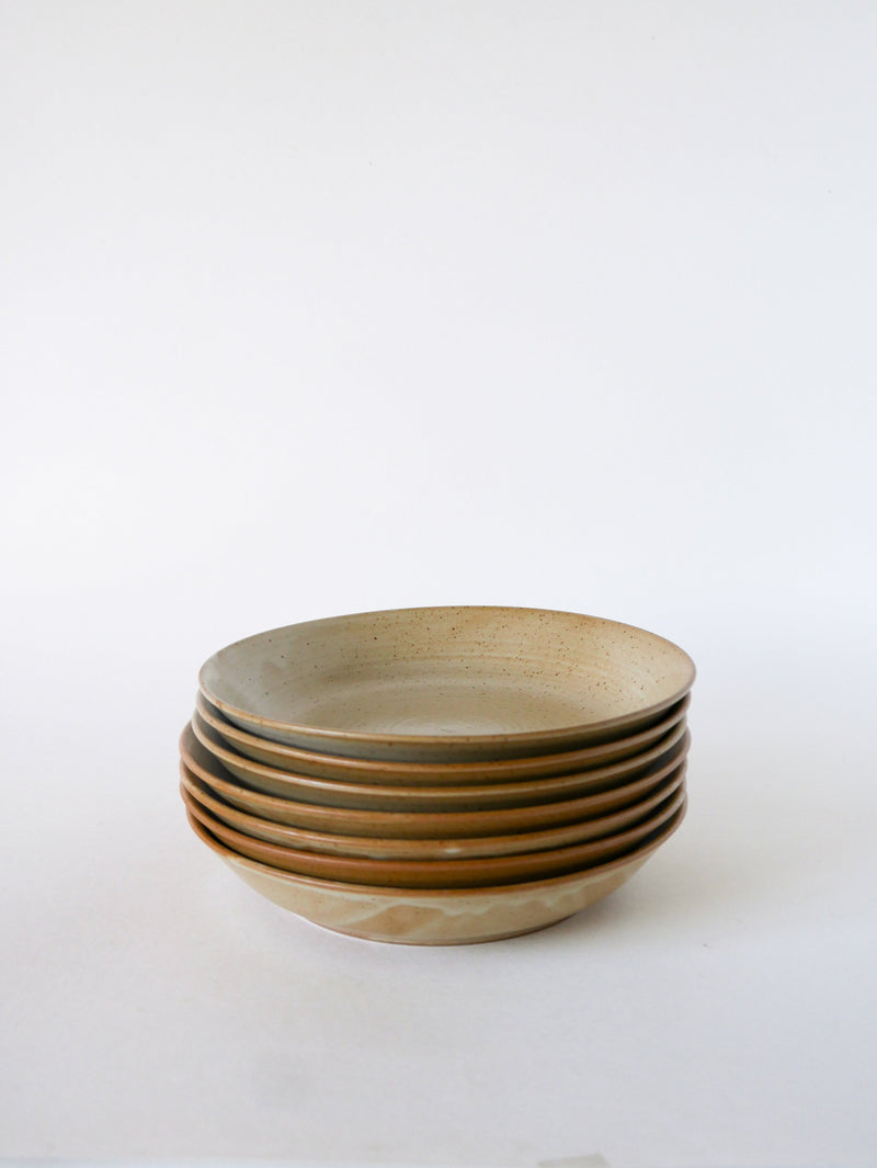 Lot De 7 Petites Assiettes Creuses Brunch En Grès Vernissé, 1970, 19 Cm