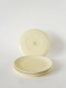 Lot De 5 Assiettes À Dessert, Effet Tissé, Jaune Beurre, Salins, 1950