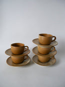 Lot De 5 Tasses Et Sous-Tasses À Café En Grès - 1970