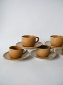 Lot De 5 Tasses Et Sous-Tasses À Café En Grès - 1970