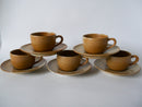 Lot De 5 Tasses Et Sous-Tasses À Café En Grès - 1970