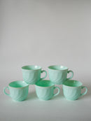 Lot De 5 Tasses À Café En Vert Mint Arcopal - 1970