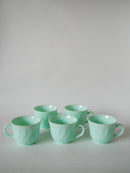 Lot De 5 Tasses À Café En Vert Mint Arcopal - 1970