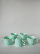 Lot De 5 Tasses À Café En Vert Mint Arcopal - 1970