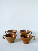 Lot De 4 Tasses À Café / Thé En Grès Émaillé 1970