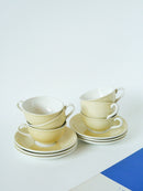 Ensemble De 6 Tasses Pastel "Jaune" Digoin Sarreguemines - 1960