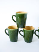 Ensemble De 4 Mugs Verts En Grès Vernissé - Céramique - 1970