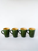 Ensemble De 4 Mugs Verts En Grès Vernissé - Céramique - 1970