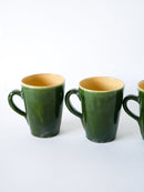 Ensemble De 4 Mugs Verts En Grès Vernissé - Céramique - 1970