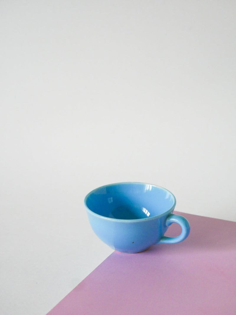 Ensemble De 6 Tasses À Café Et Soucoupes - Bleu Ciel - 1960