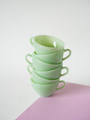 Ensemble De 6 Tasses À Café En Arcopal - Vert Opalescent - 1960