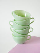 Ensemble De 6 Tasses À Café En Arcopal - Vert Opalescent - 1960