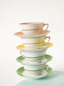 Duo De Tasses À Café Colorées Gda Limoges - Vert - Made In France - 1950