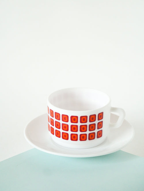 Déjeuner En Opaline - Motifs Psychés - Rouge Et Orange - Design - 1970