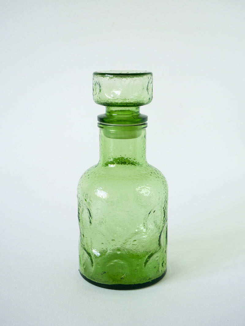 Carafe En Verre Bullé Vert - 1970