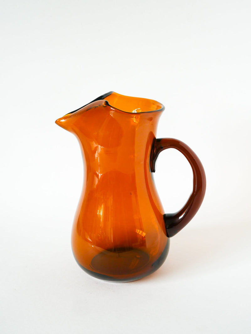 Pichet En Verre Ambré - Design - 1970 - 23 X 18 Cm