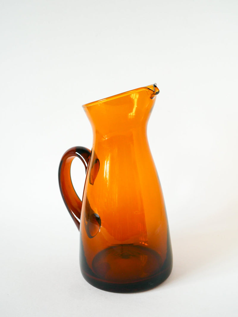 Pichet En Verre Ambré - Design - 1970 - 26 X 17 Cm