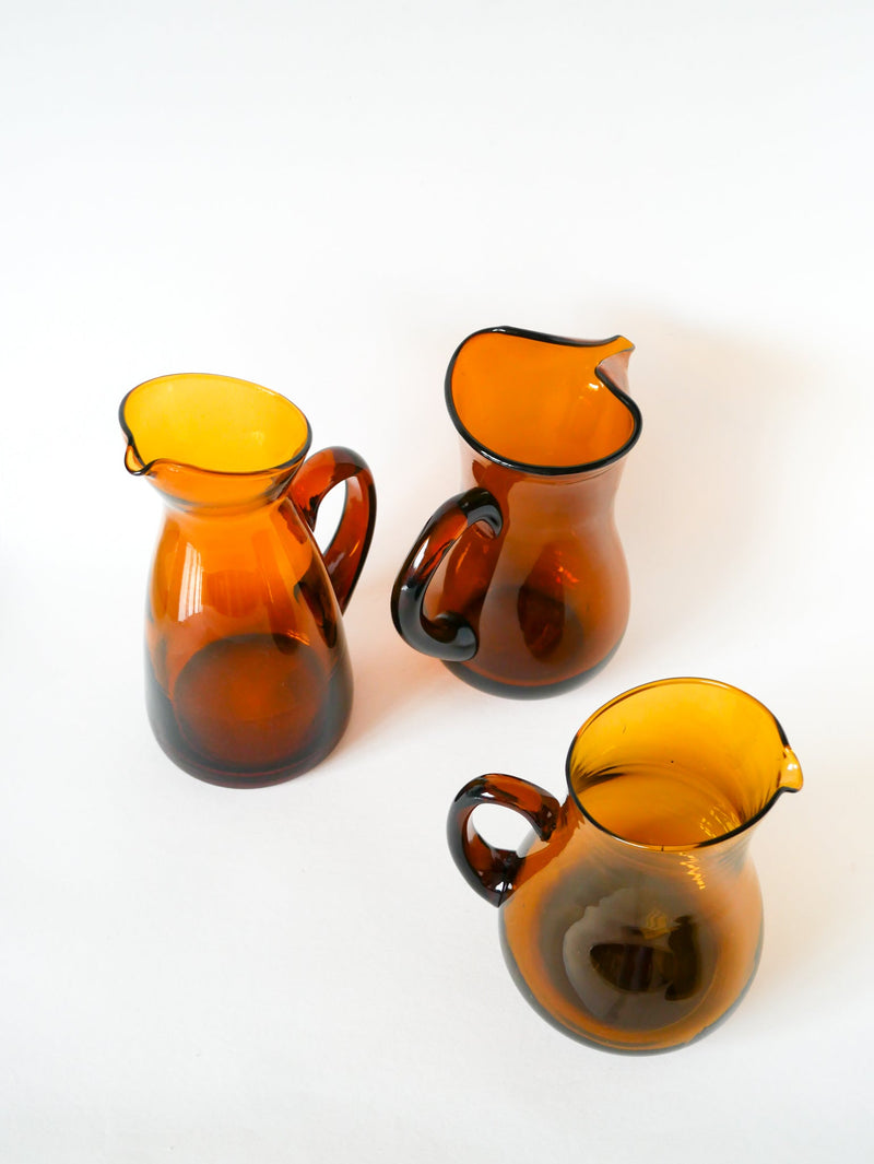 Pichet En Verre Ambré - Design - 1970 - 26 X 17 Cm