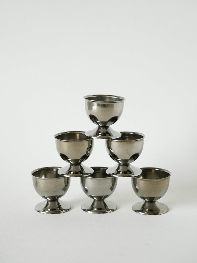 Lot De 6 Coquetiers En Inox - Design - 1970