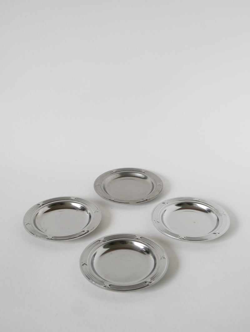Lot De 4 Dessous De Verres En Inox, Design, 1970 - 11.5 Cm