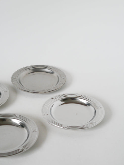 Lot De 4 Dessous De Verres En Inox, Design, 1970 - 11.5 Cm