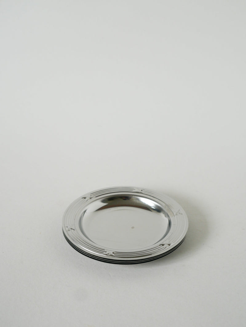 Lot De 4 Dessous De Verres En Inox, Design, 1970 - 11.5 Cm
