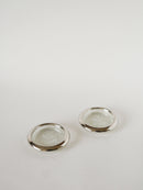 Paire De Dessous De Verres, En Verre & Métal Argenté, 1950