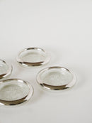 Paire De Dessous De Verres, En Verre & Métal Argenté, 1950