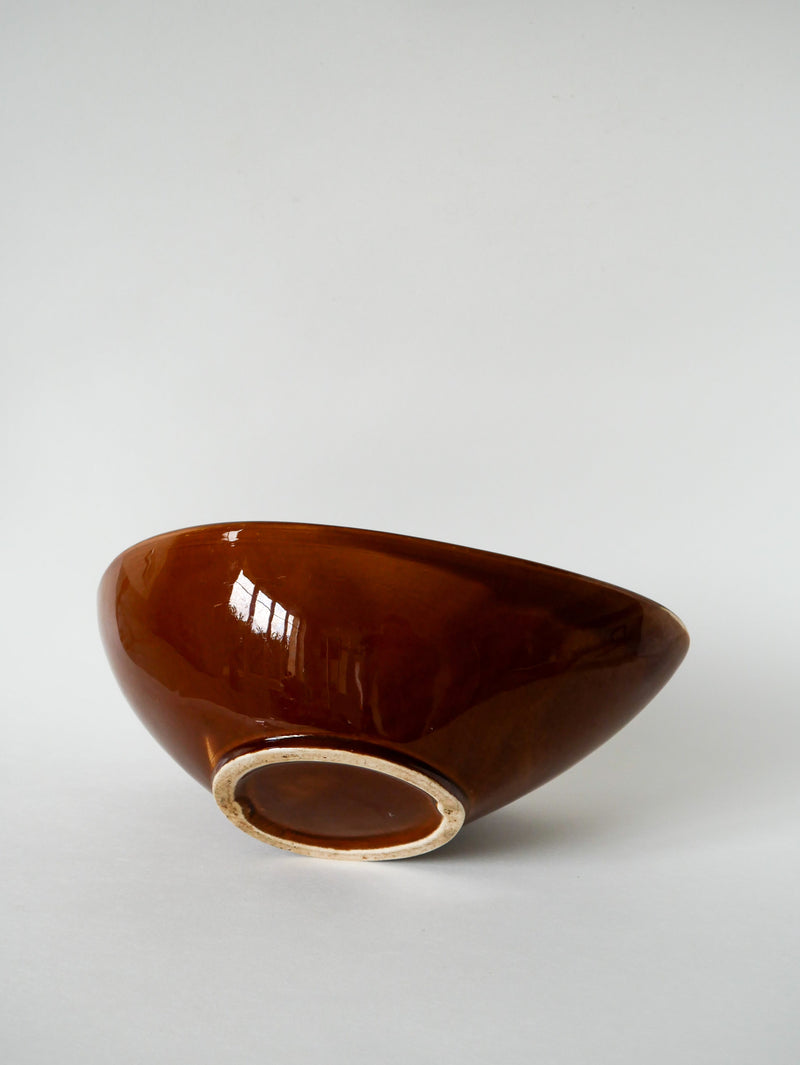 Grande Coupe En Céramique Marron Et Colorée - Design - 1970