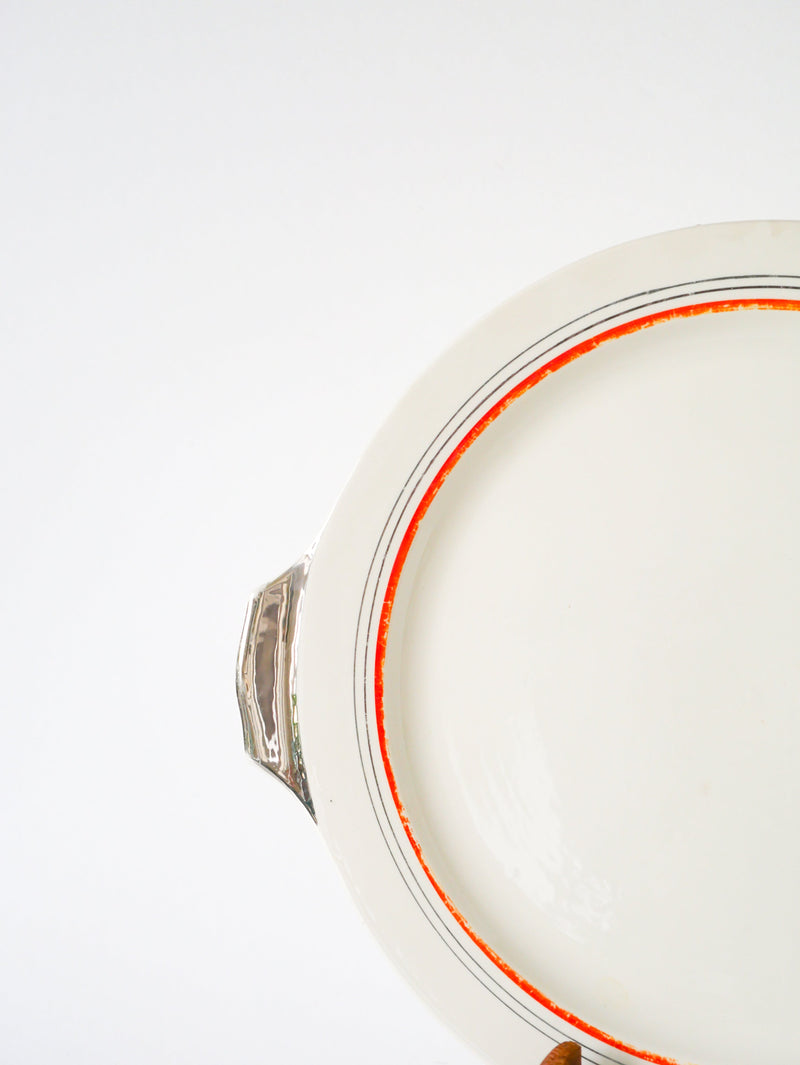 Plat À Gâteau Villeroy.& Boch - Lignes - Orange Et Argent - 1960