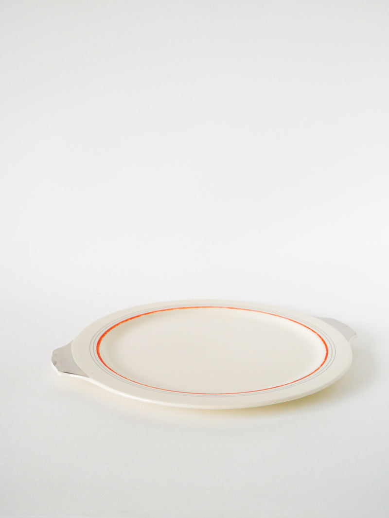 Plat À Gâteau Villeroy.& Boch - Lignes - Orange Et Argent - 1960